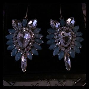 Earrings. Blue & white faux gems